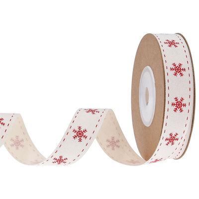 15mm*3y ริบบอนของขวัญคริสต์มาส สายพิมพ์สีขาว