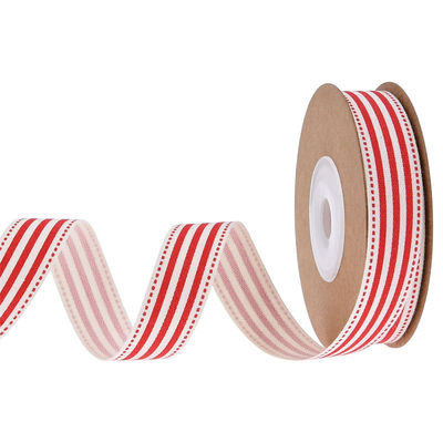 15mm*3y ริบบอนของขวัญคริสต์มาส สายพิมพ์สีขาว