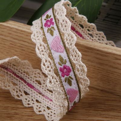 2.5 ซม. สร้อยขีดขอบ Flroal Jacquard Ribbon การบรรจุของขวัญ สร้อยพอลิเอสเตอร์สําหรับการบรรจุ