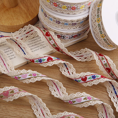 2.5 ซม. สร้อยขีดขอบ Flroal Jacquard Ribbon การบรรจุของขวัญ สร้อยพอลิเอสเตอร์สําหรับการบรรจุ