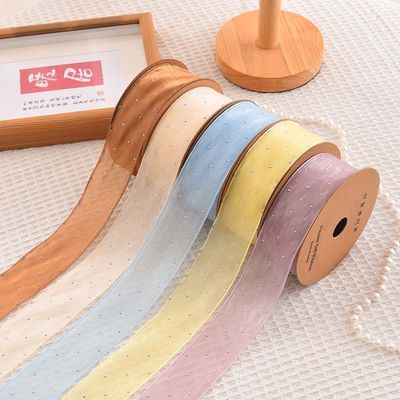 4cm*18m แดมอนด์สไลน์ พอลเลสเตอร์ Organza Ribbon สายด้ายของขวัญคุณภาพสูง