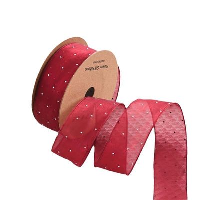 4cm*18m แดมอนด์สไลน์ พอลเลสเตอร์ Organza Ribbon สายด้ายของขวัญคุณภาพสูง