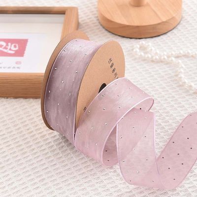 4cm*18m แดมอนด์สไลน์ พอลเลสเตอร์ Organza Ribbon สายด้ายของขวัญคุณภาพสูง