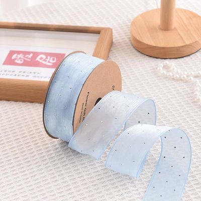4cm*18m แดมอนด์สไลน์ พอลเลสเตอร์ Organza Ribbon สายด้ายของขวัญคุณภาพสูง