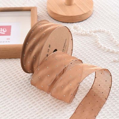 4cm*18m แดมอนด์สไลน์ พอลเลสเตอร์ Organza Ribbon สายด้ายของขวัญคุณภาพสูง
