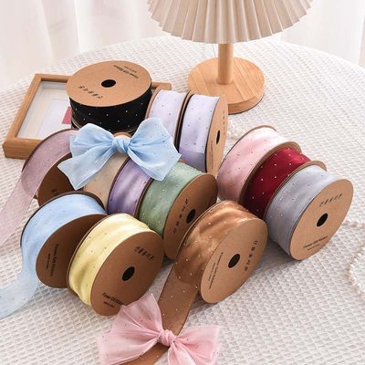4cm*18m แดมอนด์สไลน์ พอลเลสเตอร์ Organza Ribbon สายด้ายของขวัญคุณภาพสูง