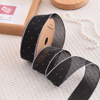 4cm*18m แดมอนด์สไลน์ พอลเลสเตอร์ Organza Ribbon สายด้ายของขวัญคุณภาพสูง