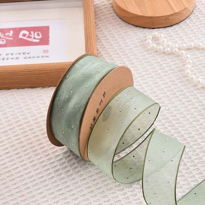 4cm*18m แดมอนด์สไลน์ พอลเลสเตอร์ Organza Ribbon สายด้ายของขวัญคุณภาพสูง