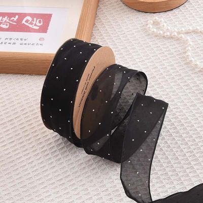 4cm*18m แดมอนด์สไลน์ พอลเลสเตอร์ Organza Ribbon สายด้ายของขวัญคุณภาพสูง