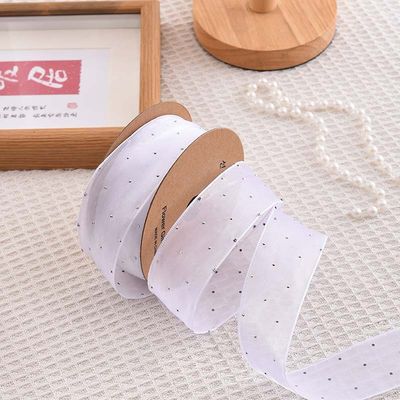 4cm*18m แดมอนด์สไลน์ พอลเลสเตอร์ Organza Ribbon สายด้ายของขวัญคุณภาพสูง