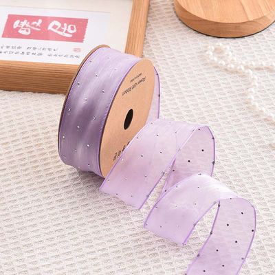 4cm*18m แดมอนด์สไลน์ พอลเลสเตอร์ Organza Ribbon สายด้ายของขวัญคุณภาพสูง