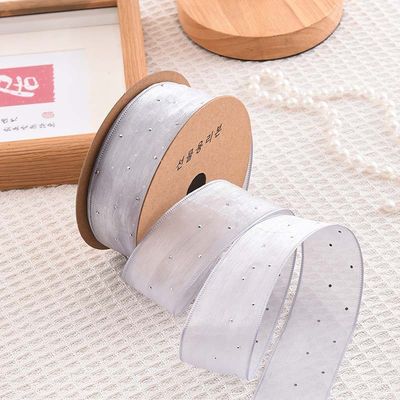 4cm*18m แดมอนด์สไลน์ พอลเลสเตอร์ Organza Ribbon สายด้ายของขวัญคุณภาพสูง