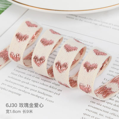 16mm*9m Heart Pattern Jacquard แรนด์ผ้าใบ สําหรับอุปกรณ์เสริมผ้า