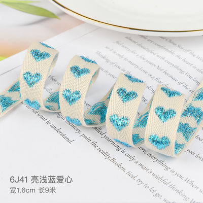 16mm*9m Heart Pattern Jacquard แรนด์ผ้าใบ สําหรับอุปกรณ์เสริมผ้า