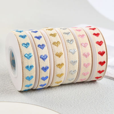 16mm*9m Heart Pattern Jacquard แรนด์ผ้าใบ สําหรับอุปกรณ์เสริมผ้า