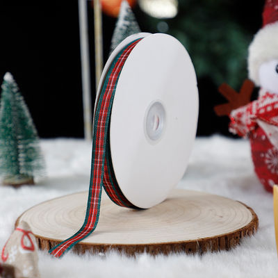 1cm*45m Chritsmas พิมพ์ริบบอนสําหรับการบรรจุของขวัญและอุปกรณ์เสริมเครื่องแต่งกาย