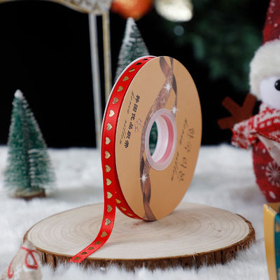 1cm*45m Chritsmas พิมพ์ริบบอนสําหรับการบรรจุของขวัญและอุปกรณ์เสริมเครื่องแต่งกาย