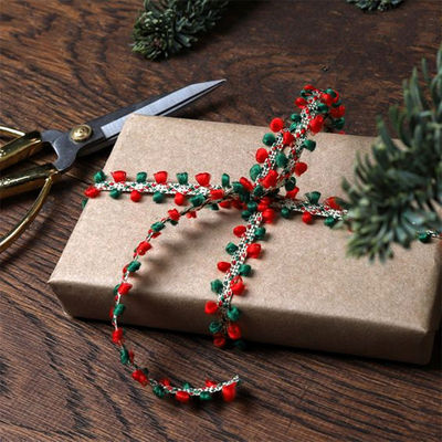 10mm*10m Merry Christmas ผ้าห่ม Ear Edge สําหรับการบรรจุของขวัญและตกแต่งเทศกาล